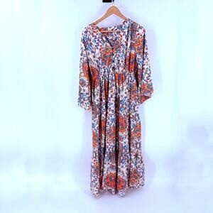 Boeme Women’s Large Boho Maxi Dress Multicolor Floral Paisley Print Flowy